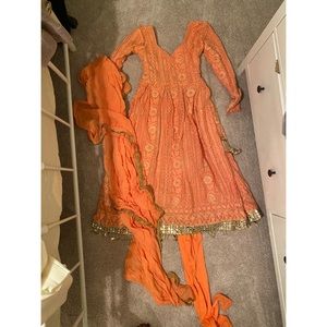 Indian Pakistani Bollywood Anarkali peach salwar!